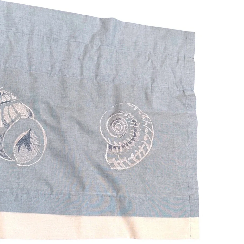 Croscill Nautical Seashell Valance Embroidered Rod Baby Blue Coastal Beach House